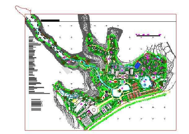 南方某度假村总平面绿化规划cad施工设计图图片1